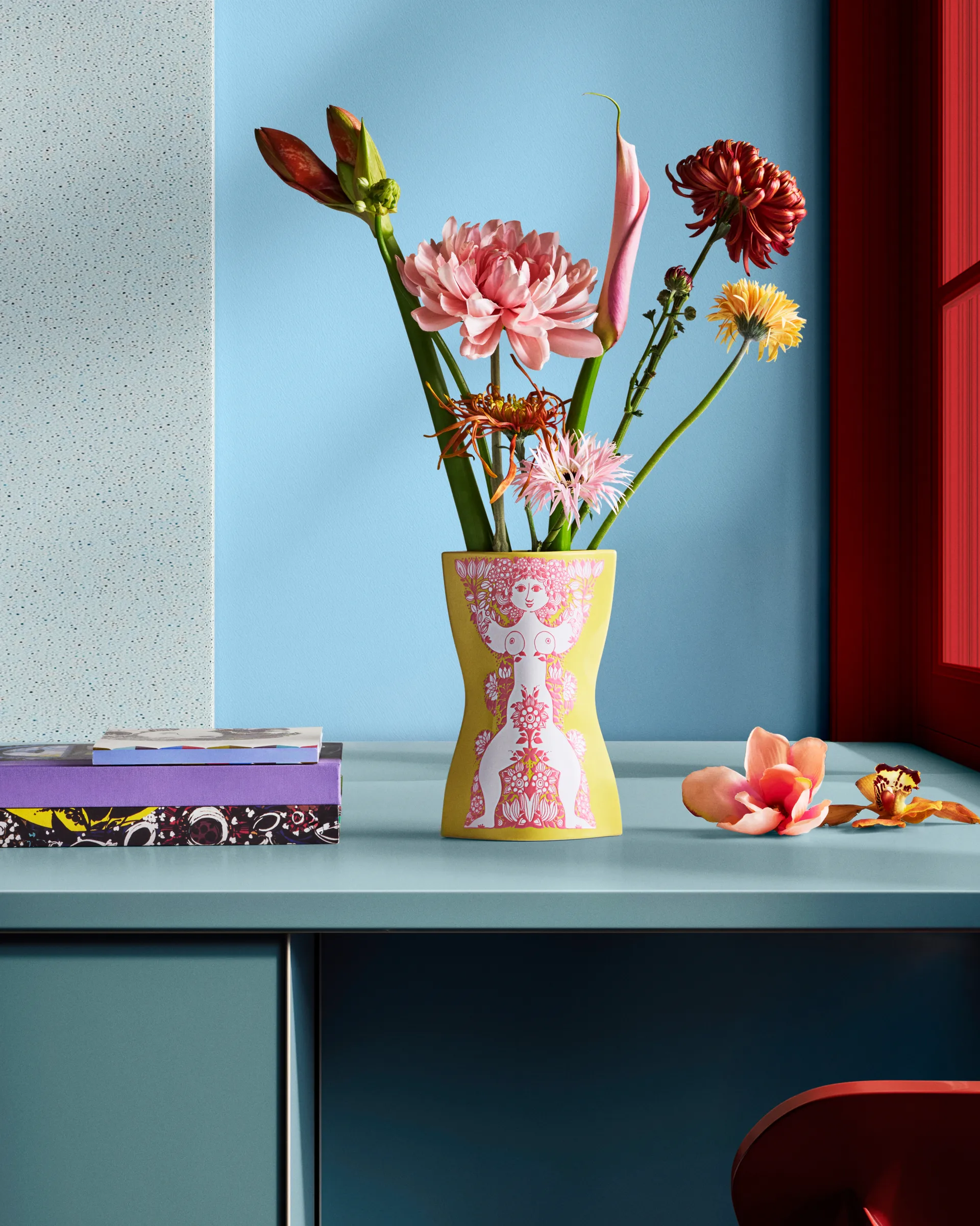 Nina vaso, Giallo-rosa, 22 cm Bjørn Wiinblad