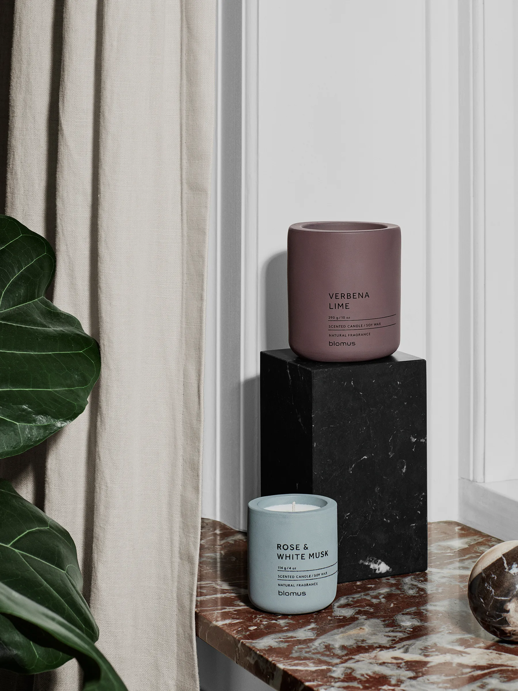 Candela profumata Fraga 24 ore, Rose & white musk-Flintstone blomus