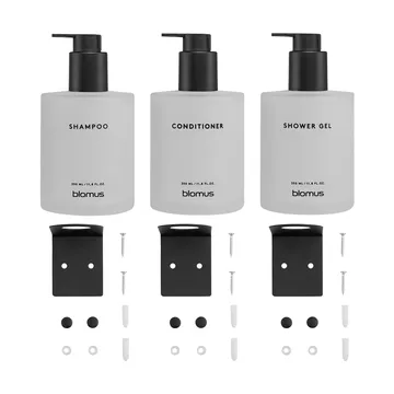 Kirei bottiglie in vetro con supporto da parete, set da 3 - Bianco, montaggio con viti - blomus