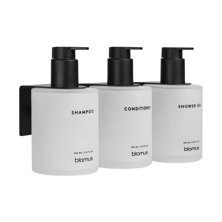 Kirei bottiglie in vetro con supporto da parete, set da 3 - Bianco, montato con colla - blomus