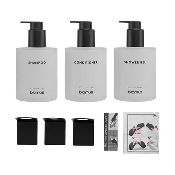 Kirei bottiglie in vetro con supporto da parete, set da 3 - Bianco, montato con colla - blomus