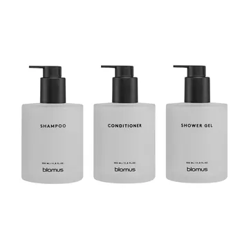 Kirei bottiglie in vetro con supporto da parete, set da 3 - Bianco, montato con colla - blomus