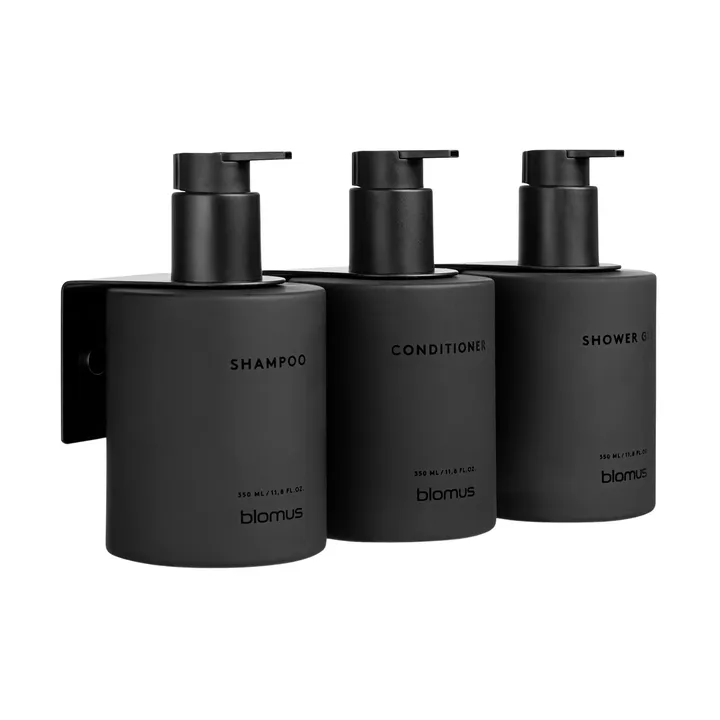 Kirei bottiglie in vetro con supporto da parete, set da 3 - Smoke, da montare con viti - blomus