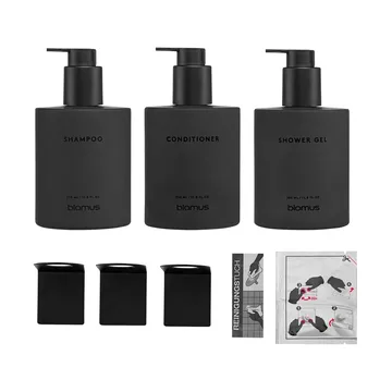 Kirei bottiglie in vetro con supporto da parete, set da 3 - Smoke, montaggio a colla - blomus