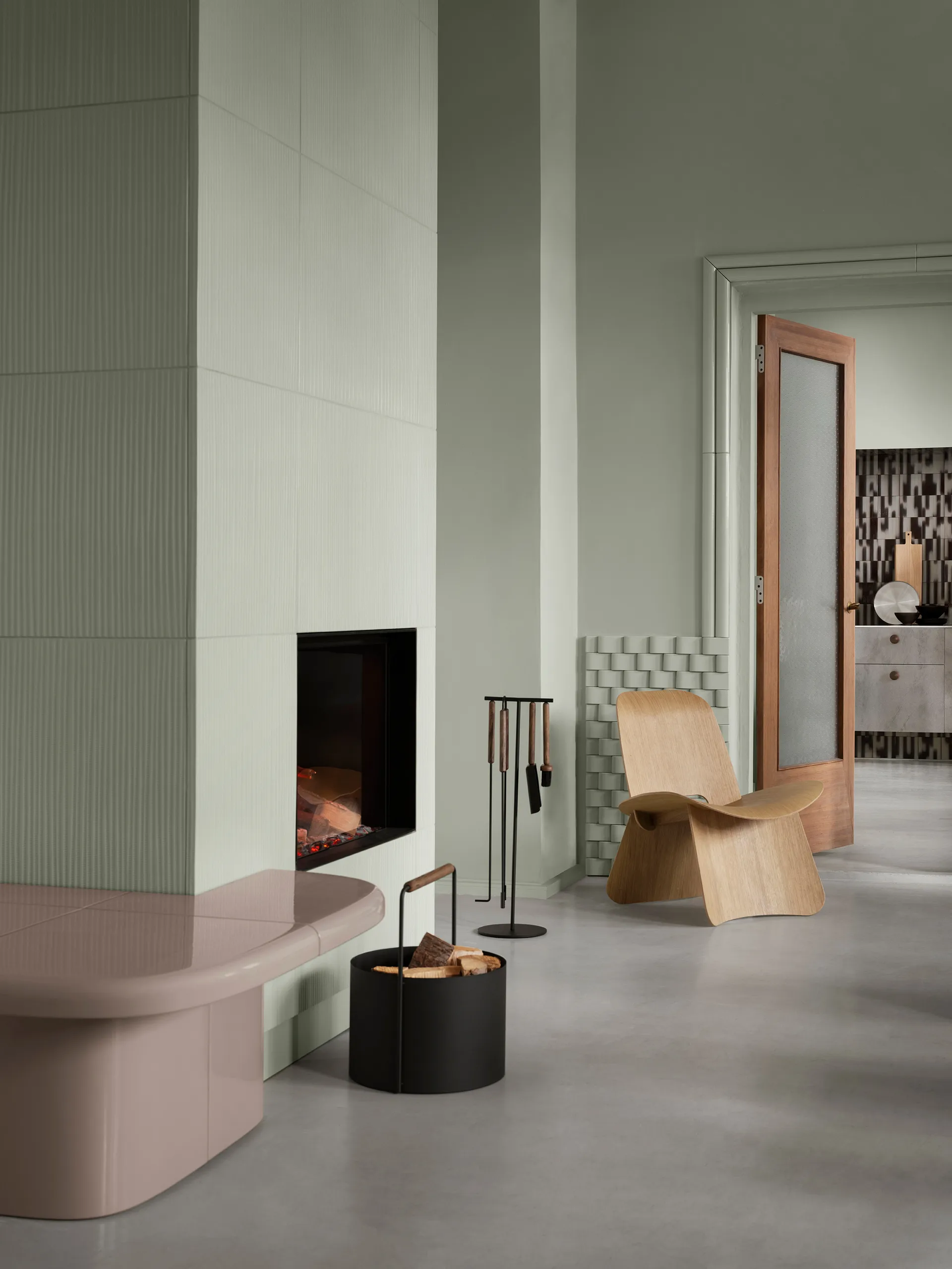 Sedia Nagomi , Plywood oliato blomus