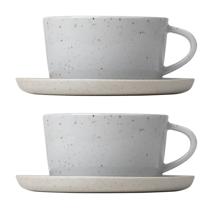 Tazza da tè con piattino Sablo, confezione da 2 - Cloud - Blomus