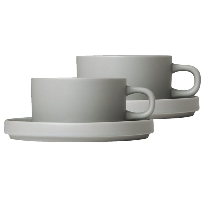 Tazza Pilar con piattino confezione da 2 - Mirage grey - Blomus