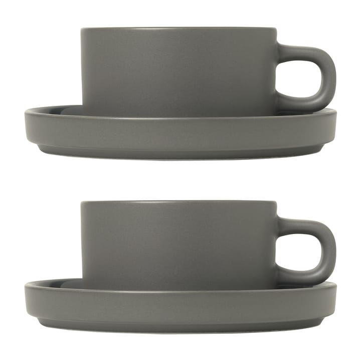 Tazza Pilar con piattino confezione da 2 - Pewter - blomus