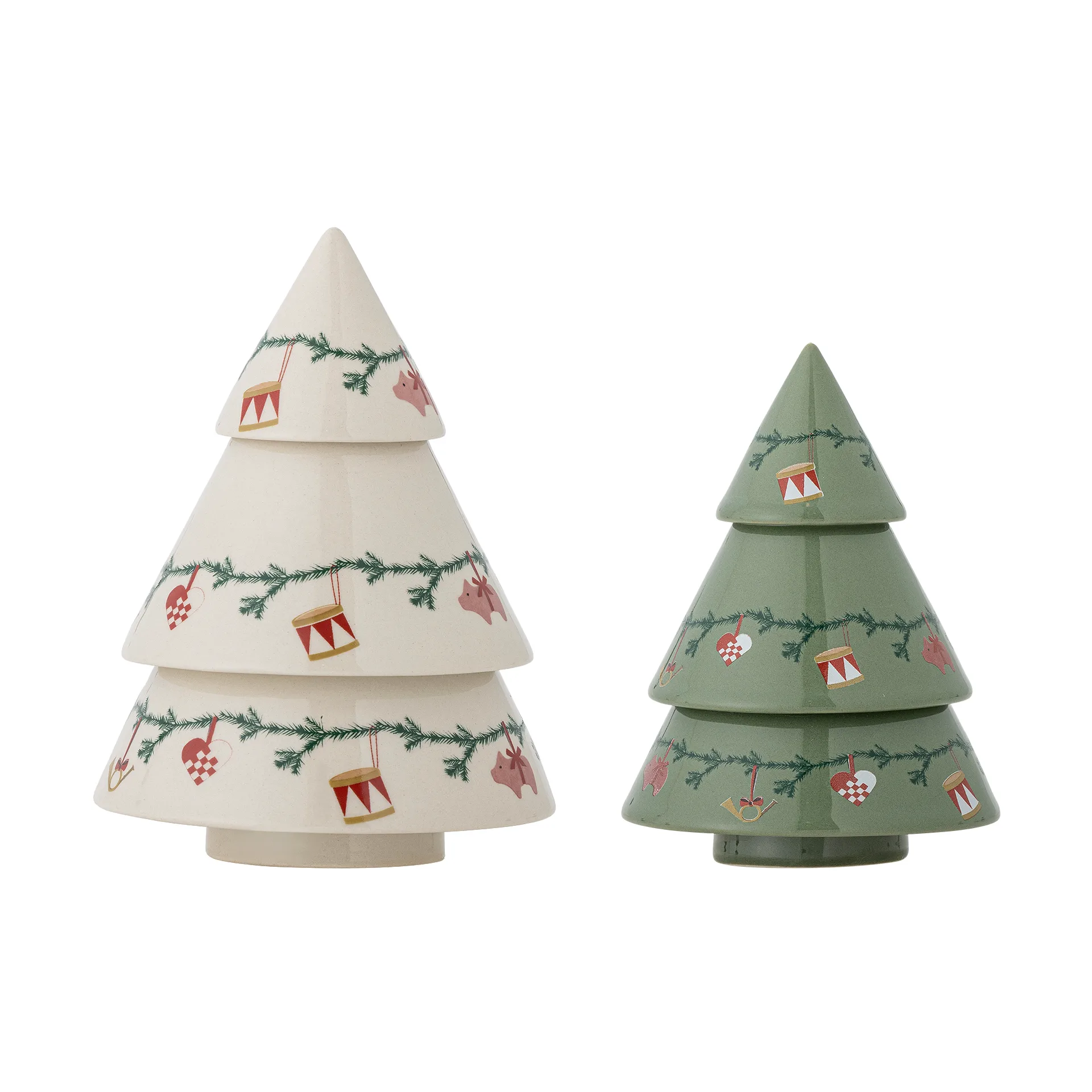 Alberi decorativi di Natale 2 pezzi, Beige-verde Bloomingville