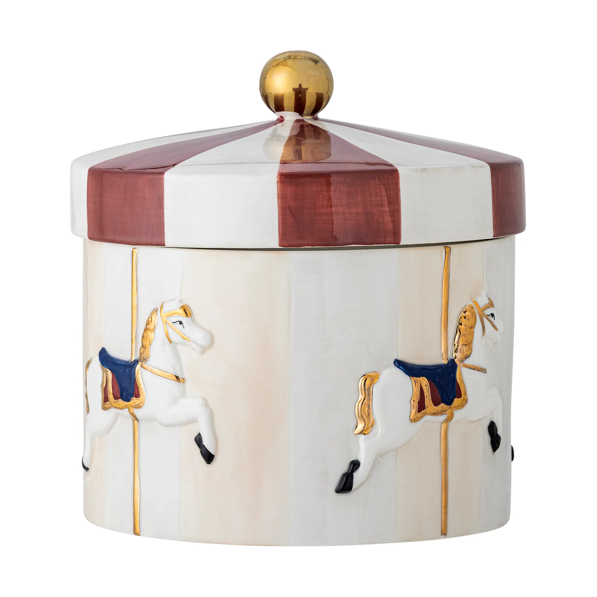 Barattolo Merry-go-round con coperchio Ø19,5x20,5 cm, Rosso-bianco Bloomingville