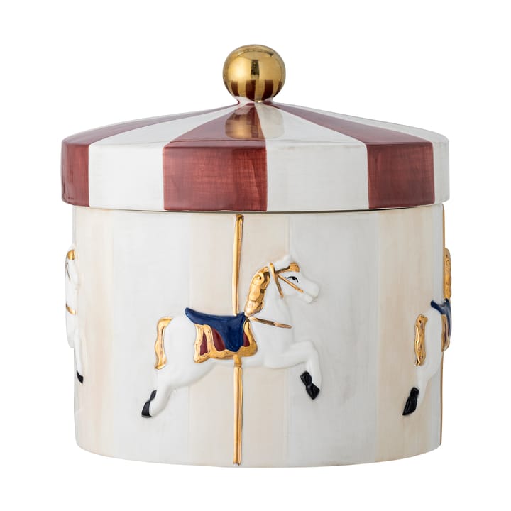 Barattolo Merry-go-round con coperchio Ø19,5x20,5 cm, Rosso-bianco Bloomingville