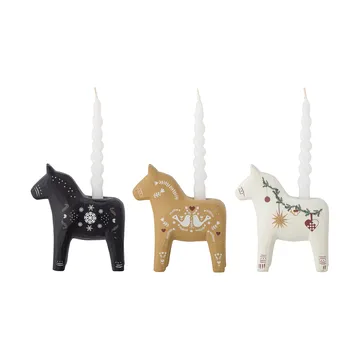 Candeliere Siffer - Nero-marrone-bianco, 3 pezzi, 10 cm - Bloomingville