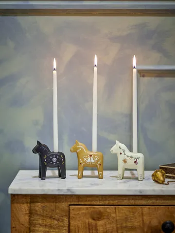 Candeliere Siffer - Nero-marrone-bianco, 3 pezzi, 10 cm - Bloomingville