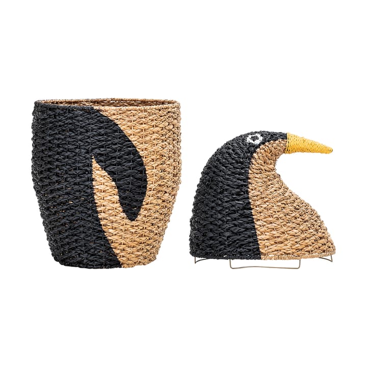 Cesto portaoggetti Tazia con coperchio 69xØ37 cm, Nero Bloomingville