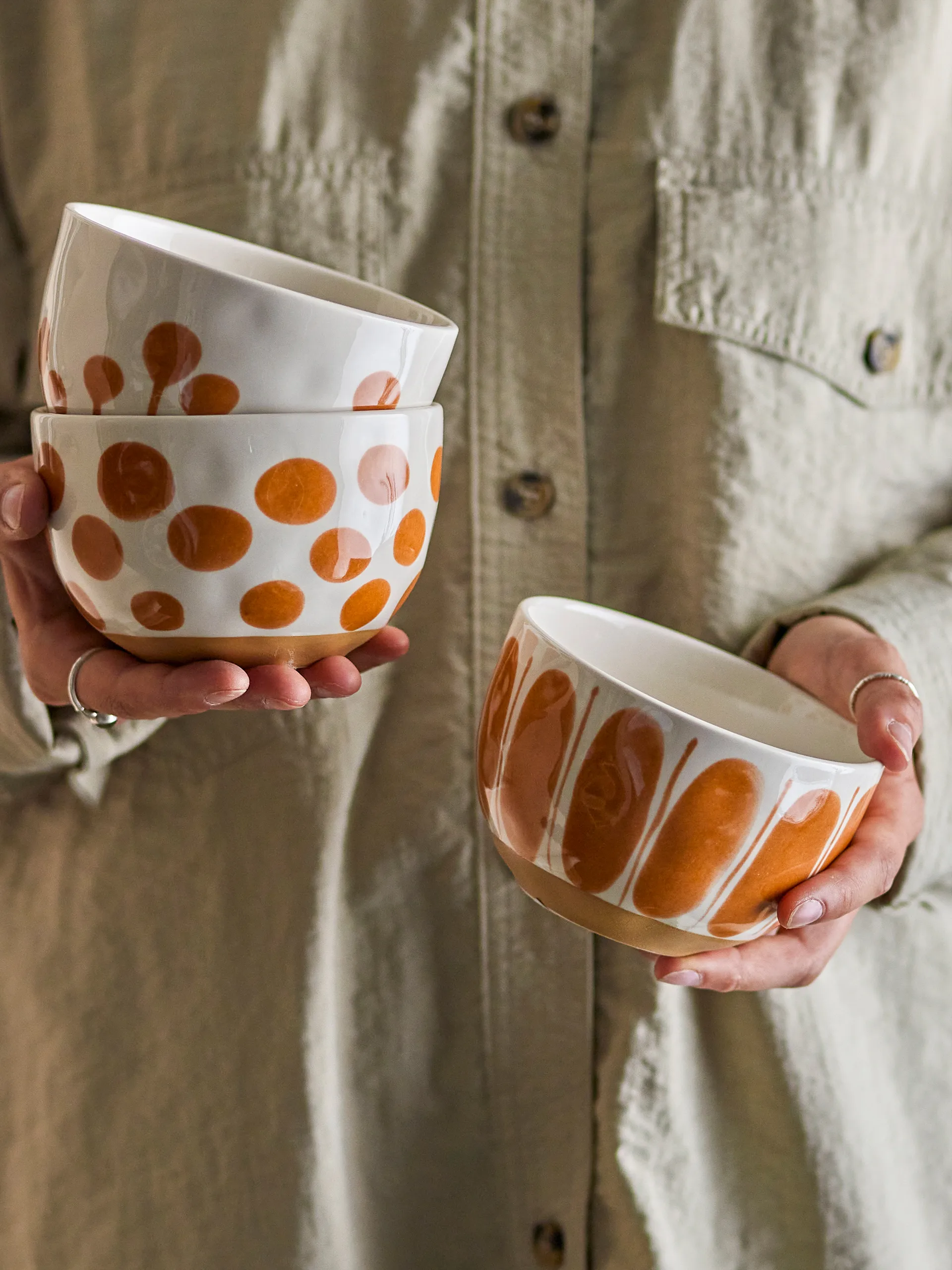 Ciotola Linora 58 cl 3-delar, Bianco-marrone Bloomingville