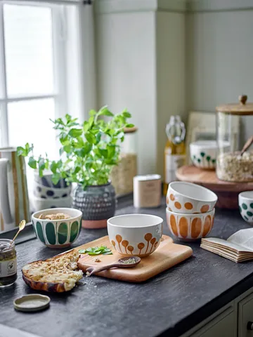 Ciotola Linora 58 cl 3-delar - Bianco-marrone - Bloomingville