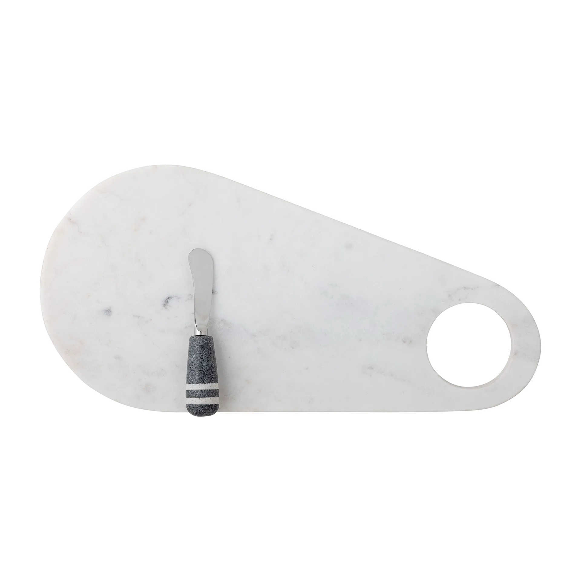 Coltello da formaggio Abrielle con tagliere 20x42 cm, Marmo bianco-acciaio inossidabile Bloomingville