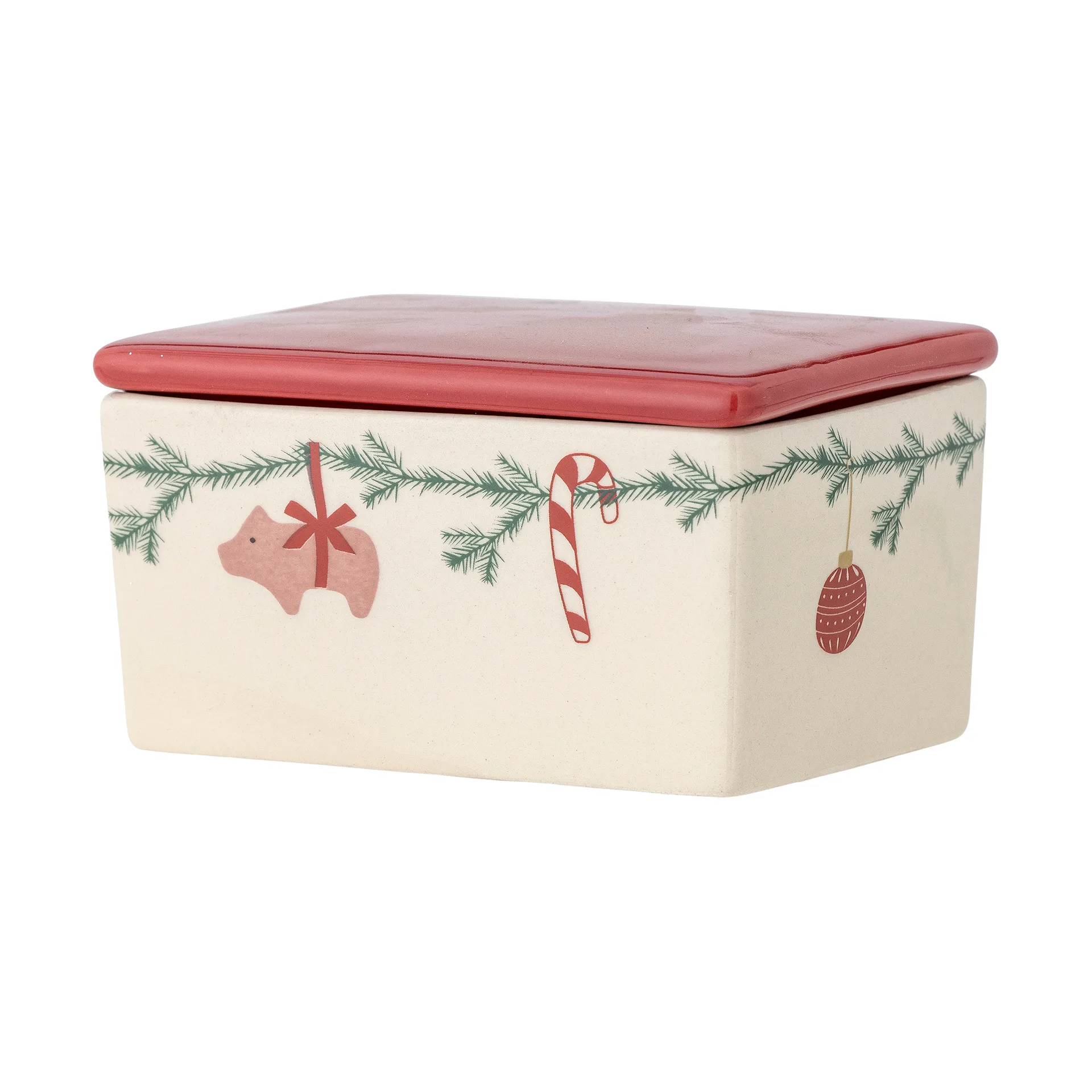 Contenitore per burro Yule 12,5x7 cm, Bianco-rosso Bloomingville