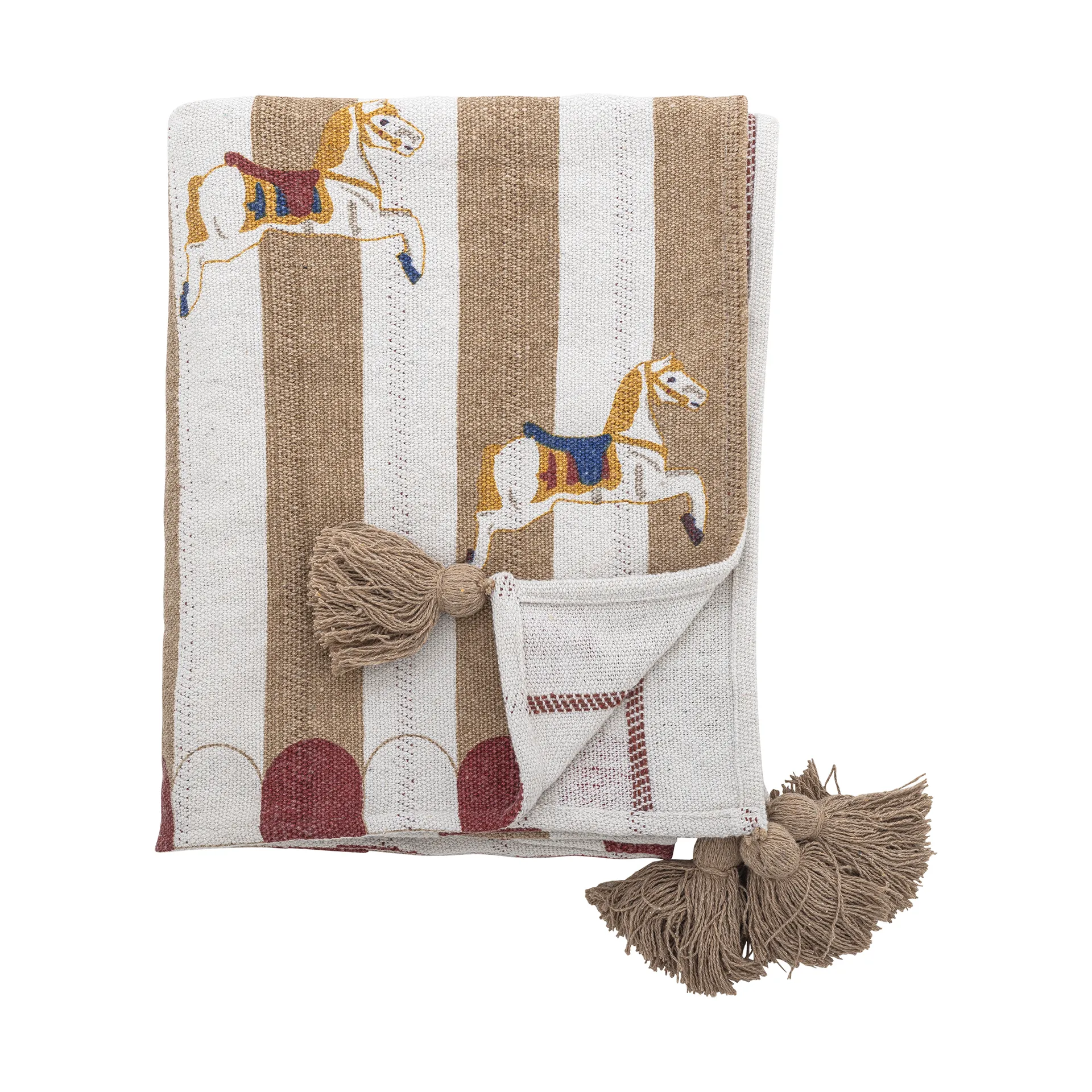 Coperta Merry-go-round 130x160 cm, Beige-rosso Bloomingville