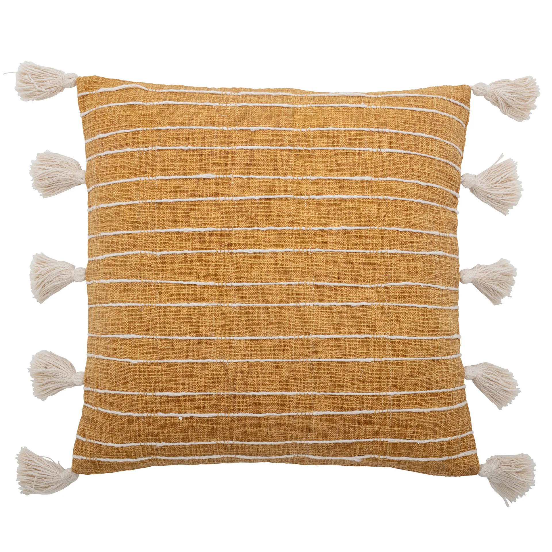 Cuscino con nappe Emely 55x55 cm, giallo Bloomingville