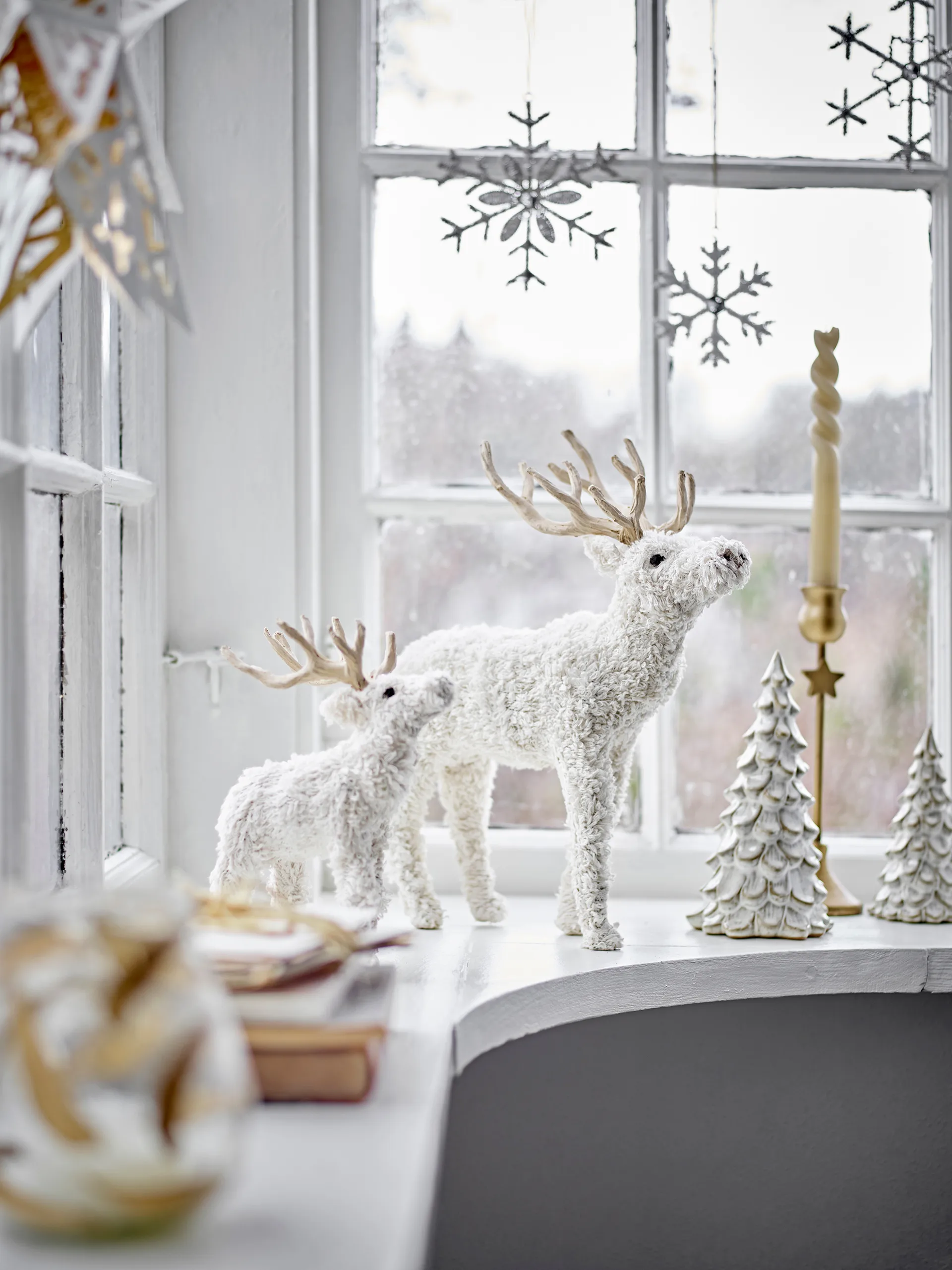 Decorazione cervo Elmo 33 cm, Bianco Bloomingville