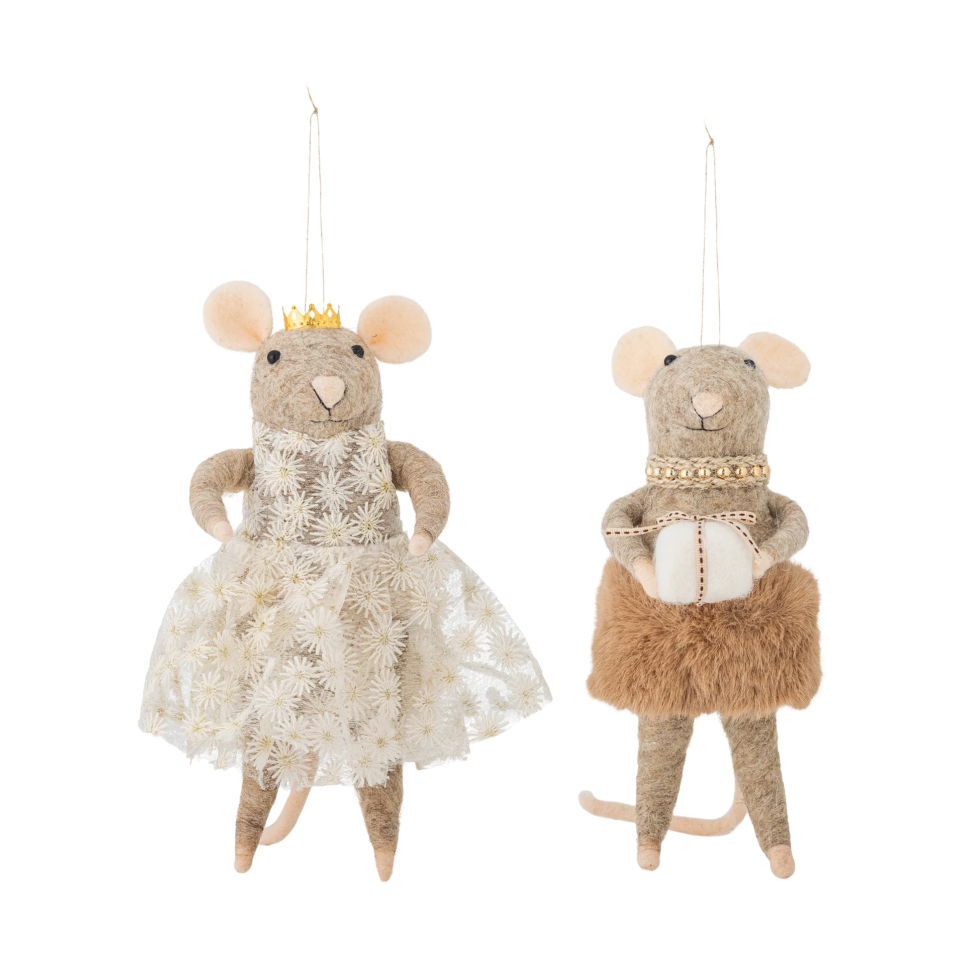 Decorazione natalizia Peo in lana, 2 pezzi, Marrone, alto Bloomingville