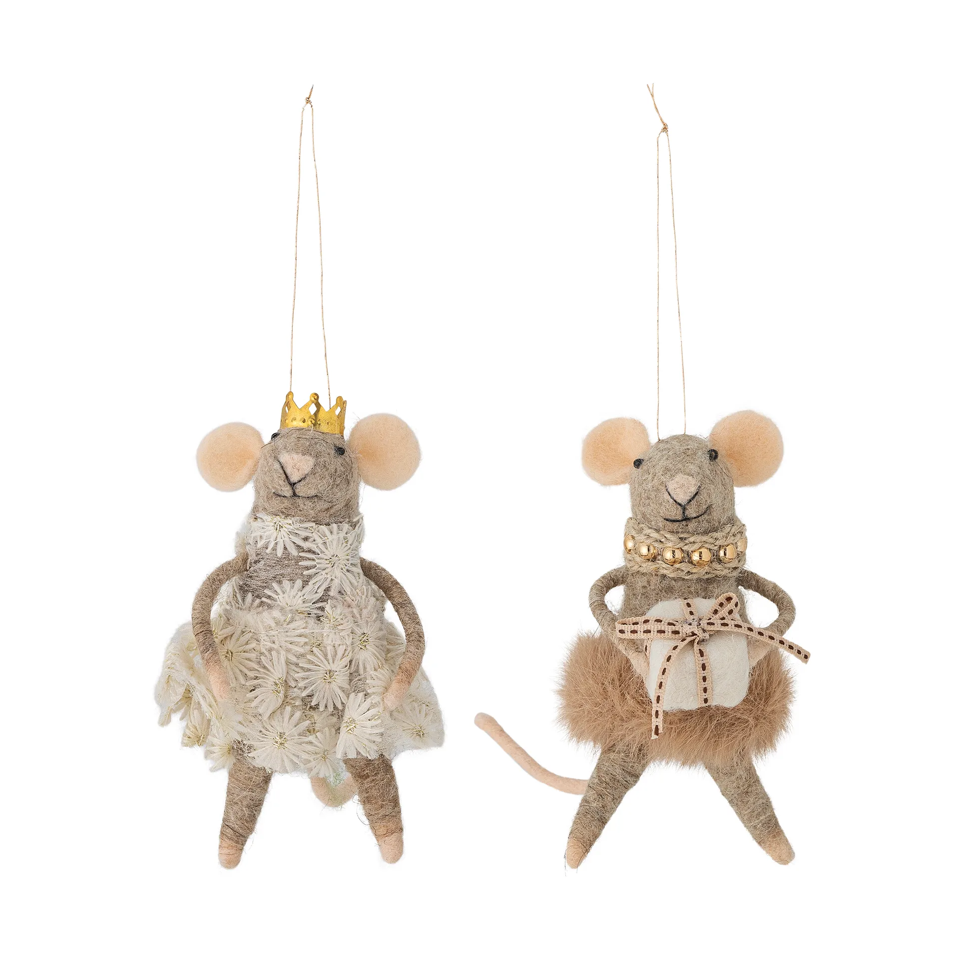 Decorazione natalizia Peo in lana, 2 pezzi, Marrone Bloomingville