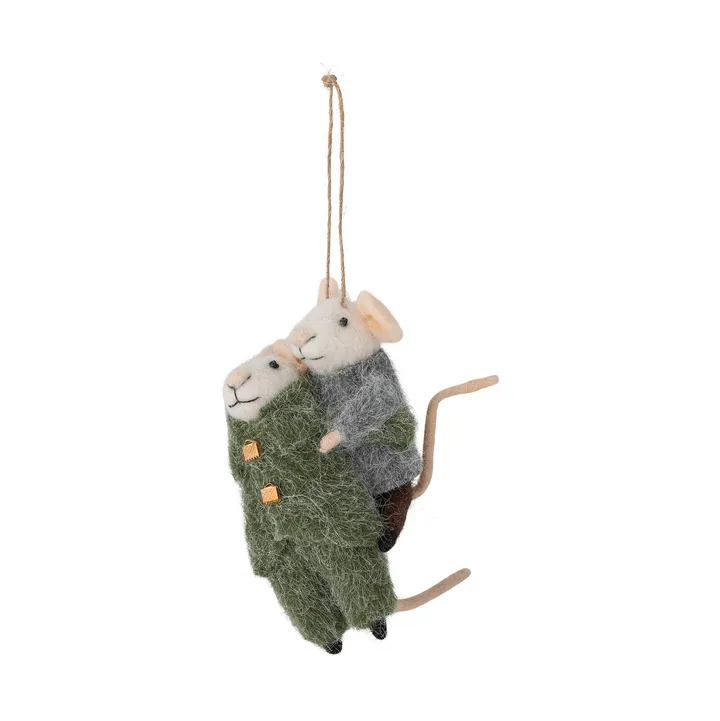 Decorazione natalizia Peo in lana, 2 pezzi - Verde-grigio, 11 cm - Bloomingville