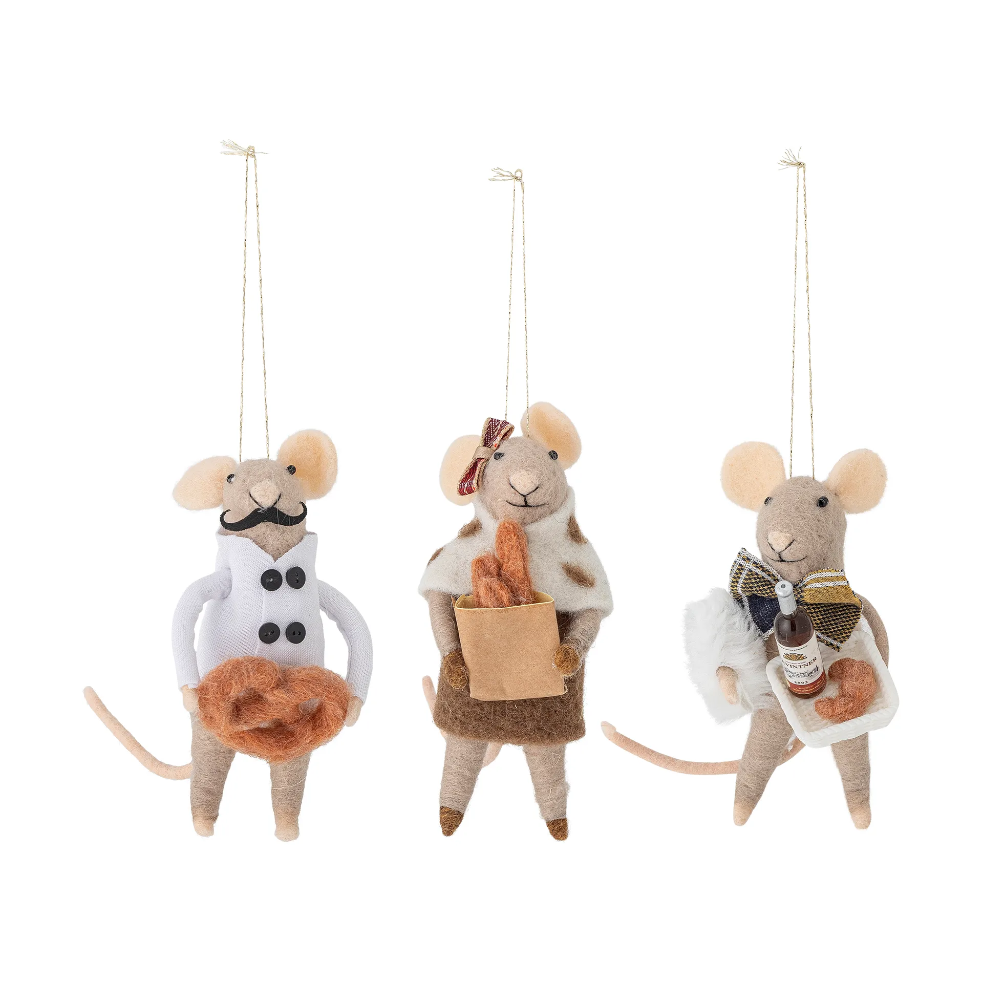 Decorazione natalizia Peo in lana, 3 pezzi, Naturale Bloomingville