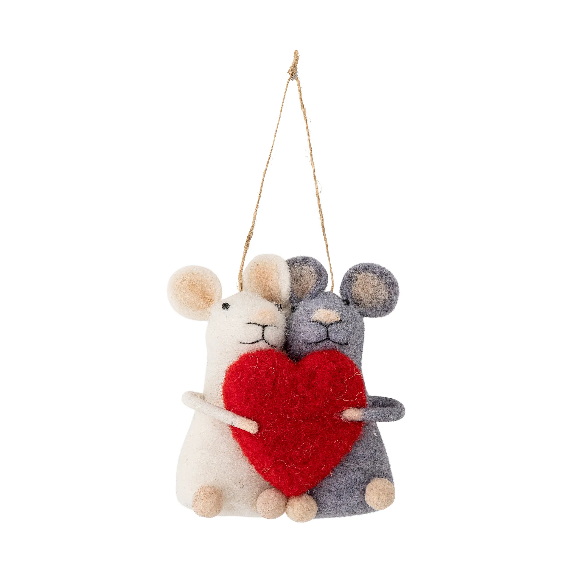 Decorazione natalizia Peo topi con cuore, Rosso-bianco-grigio Bloomingville