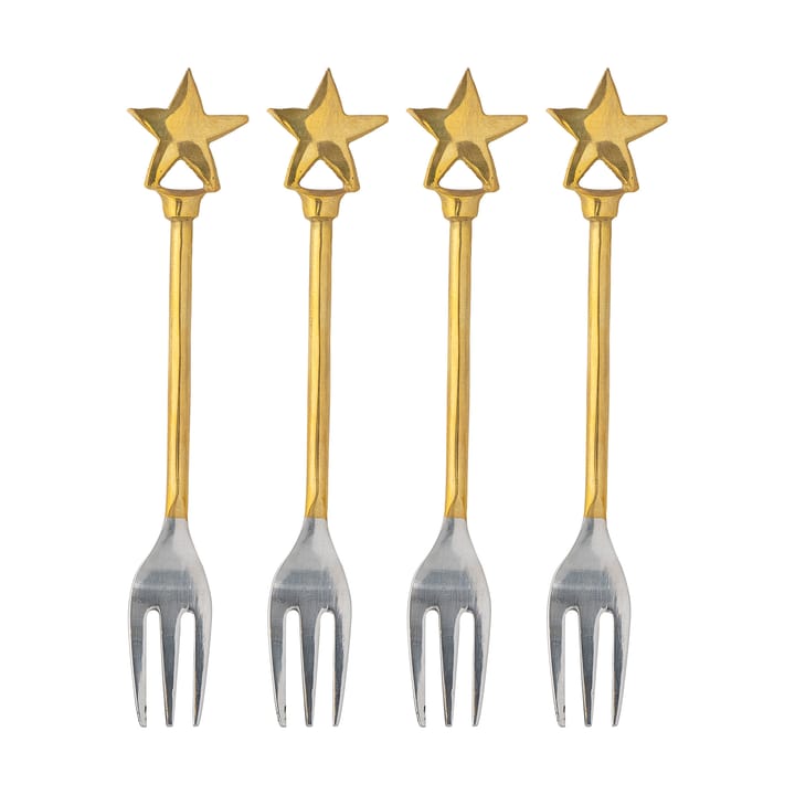 Forchetta da dessert Georgette, confezione da 4, Acciaio inox, ottone Bloomingville
