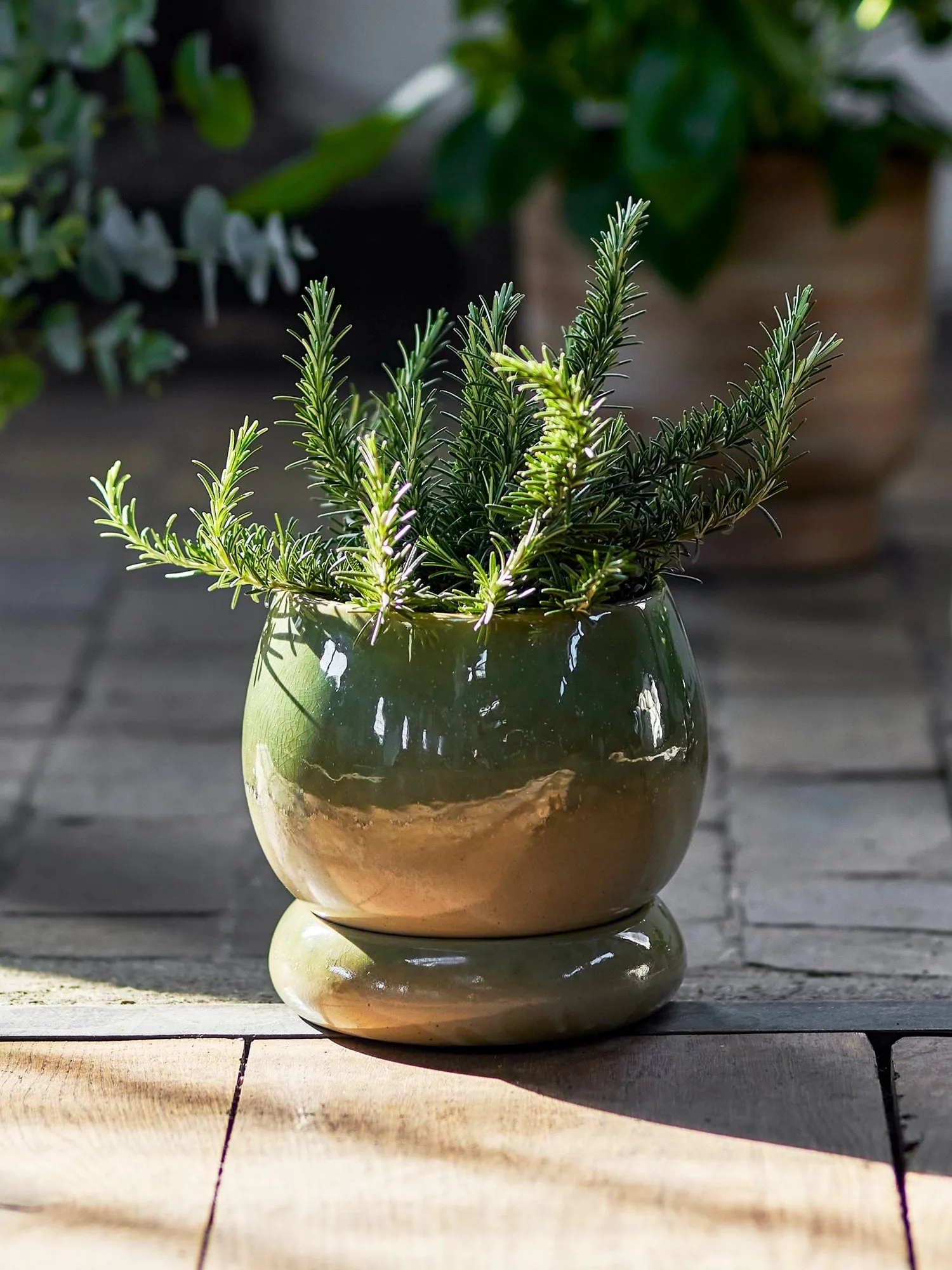 Imke vaso con sottovaso, Green, 18,5x17,5 cm Bloomingville