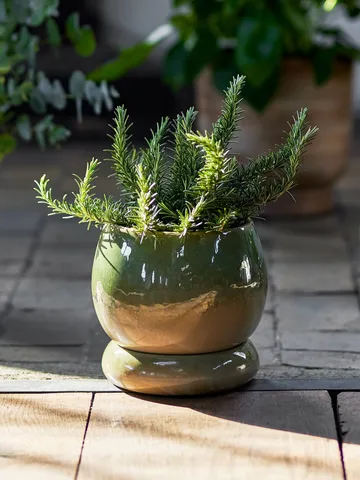 Imke vaso con sottovaso - Green, 18,5x17,5 cm - Bloomingville