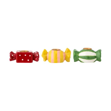 Leiano candeliere - Giallo-rosso-verde, 3 pezzi, 10 cm - Bloomingville
