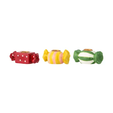 Leiano candeliere - Giallo-rosso-verde, 3 pezzi, 10 cm - Bloomingville