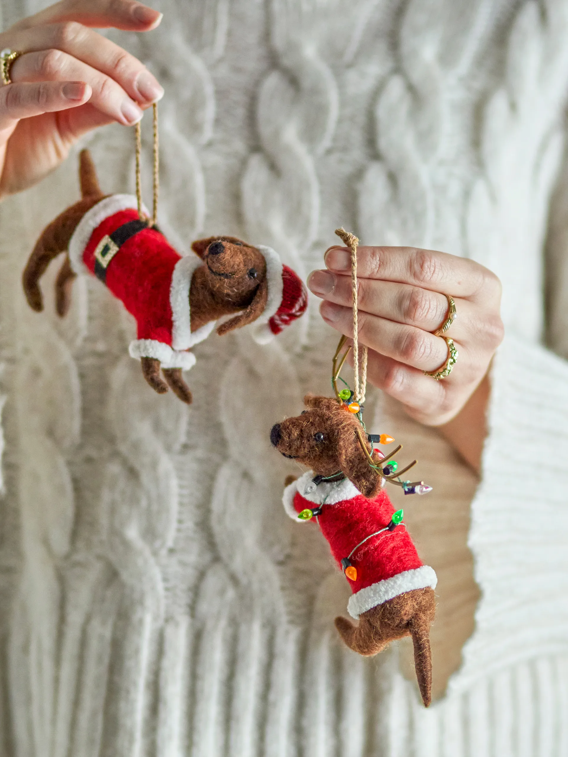 Monty decorazione natalizia, Marrone-rosso, 2 pezzi Bloomingville