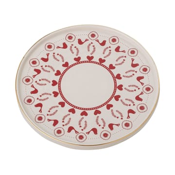Piatto da torta Jolly in gres, Ø 26 cm - Bianco, rosso - Bloomingville
