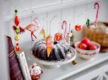Piatto da torta Jolly in gres, Ø 26 cm - Bianco, rosso - Bloomingville