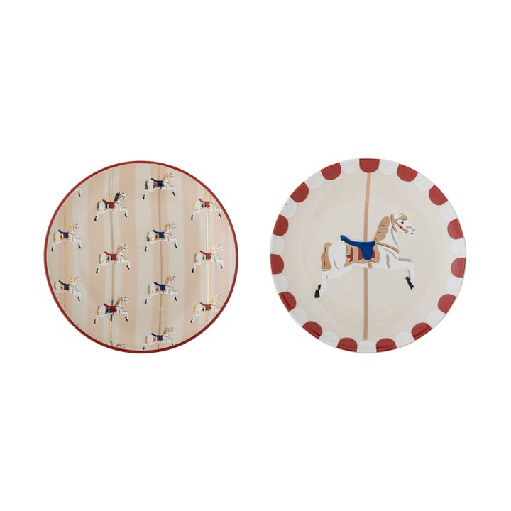 Piatto Merry-go-round Ø16 cm 2 pezzi - Beige-rosso - Bloomingville