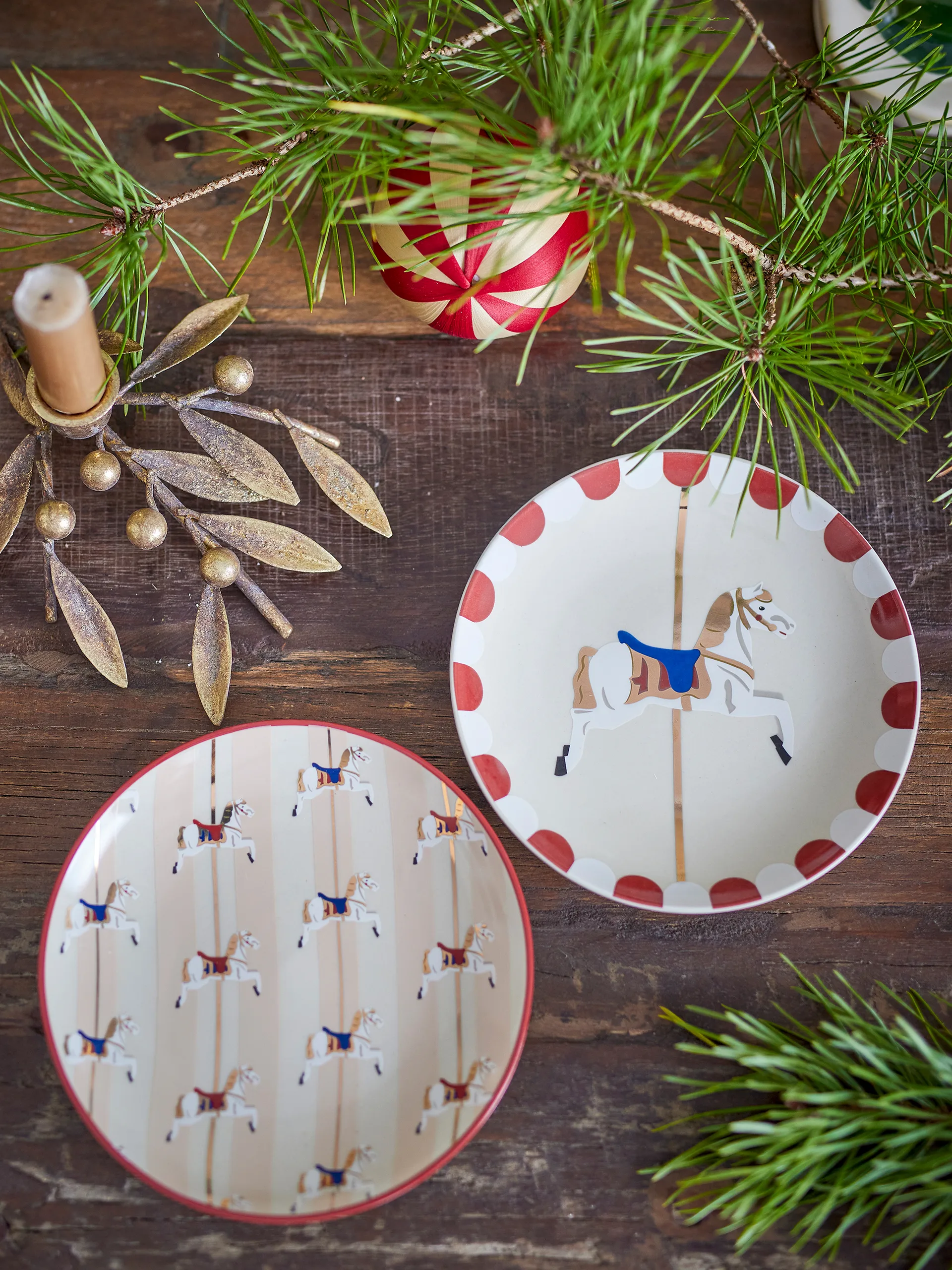 Piatto Merry-go-round Ø16 cm 2 pezzi, Beige-rosso Bloomingville