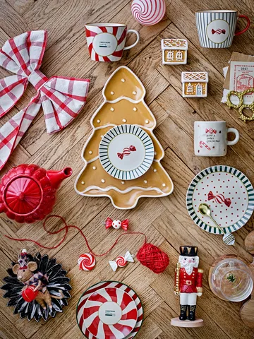 Piatto Yule Ø16 cm - Naturale-rosso - Bloomingville