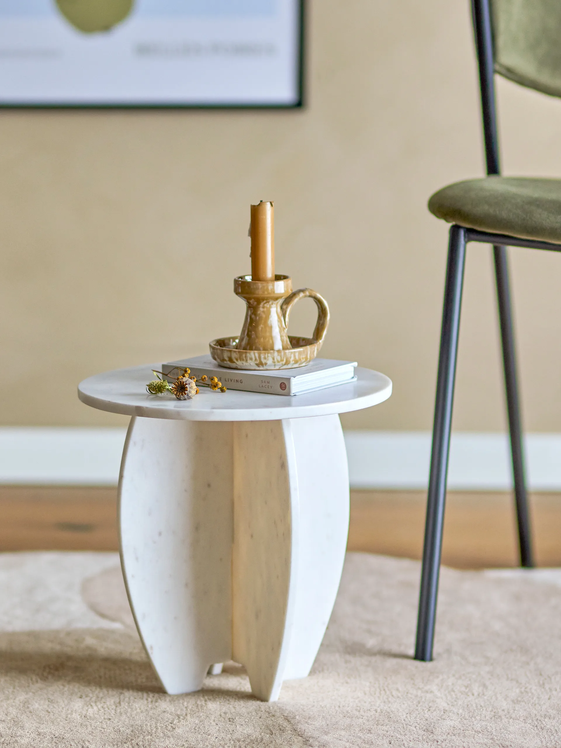 Piedistallo Sendai Ø30,5x31 cm, White marble Bloomingville