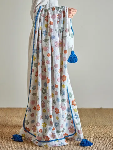 Plaid Cherry cotone 160x130 cm - Rosa - Bloomingville