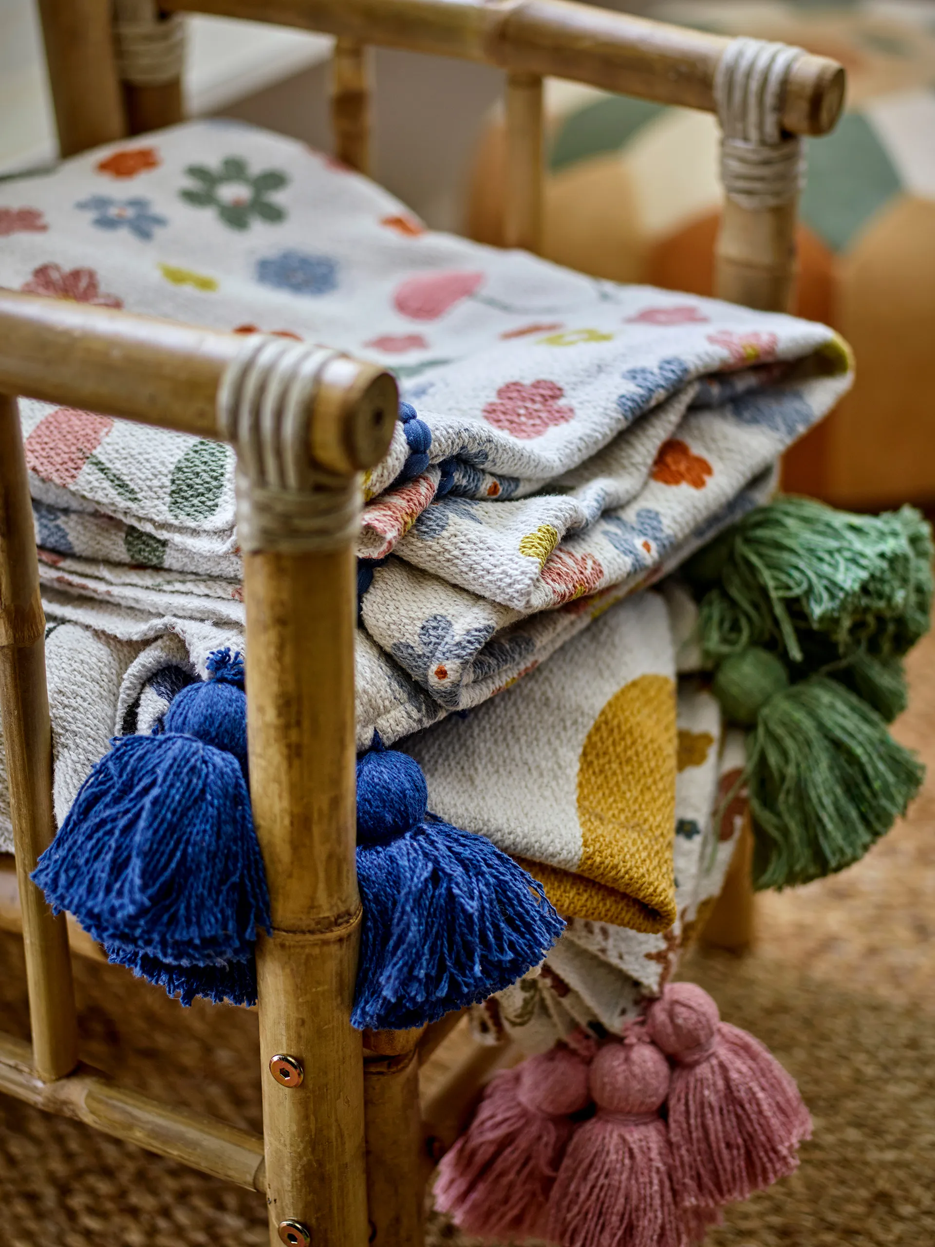 Plaid Cherry cotone 160x130 cm, Rosa Bloomingville