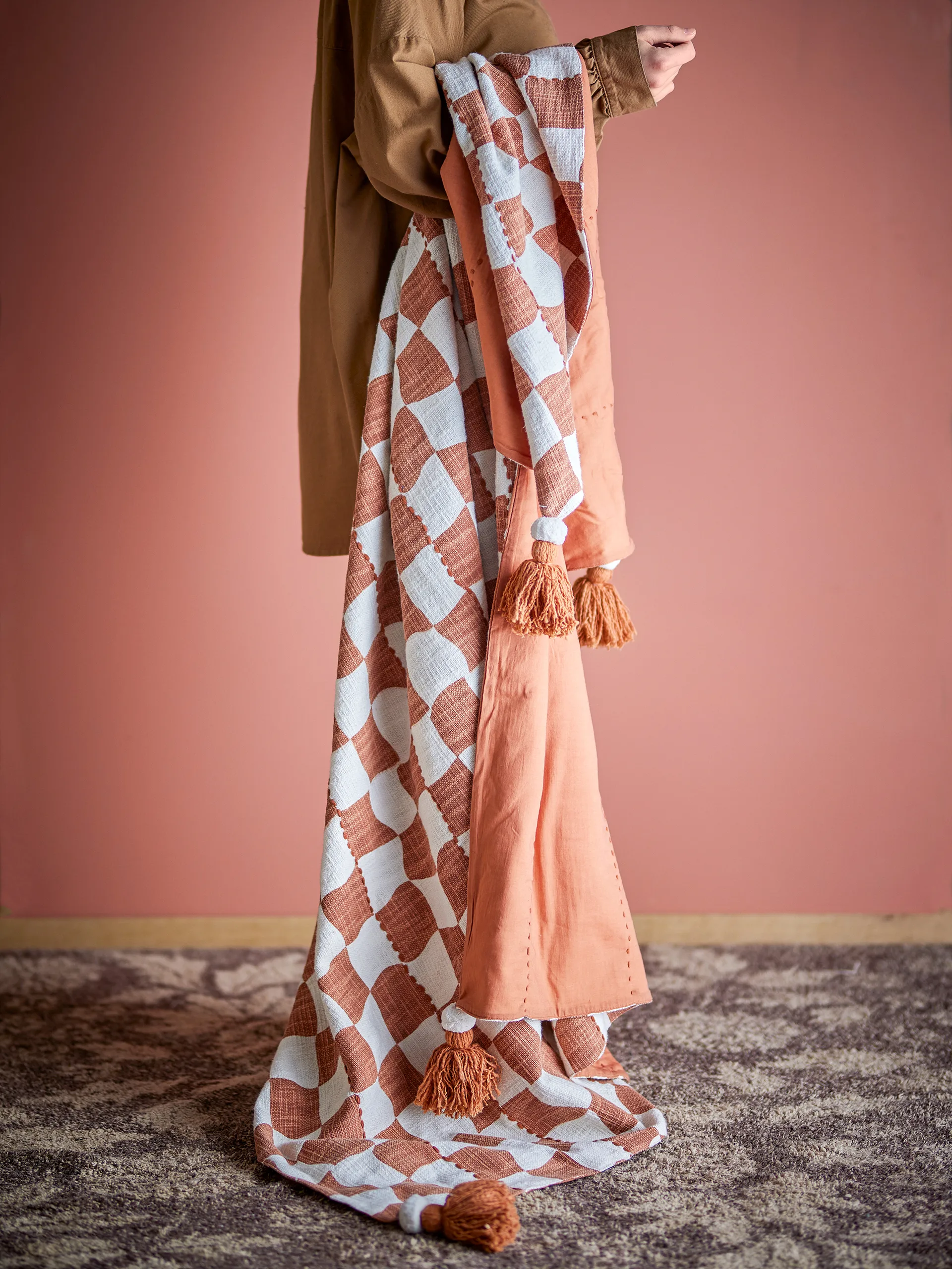 Plaid Chola cotone 150x130 cm, Marrone Bloomingville