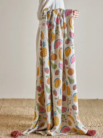 Plaid Fruitta cotone 160x130 cm - Giallo - Bloomingville