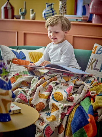 Plaid Fruitta cotone 160x130 cm - Giallo - Bloomingville