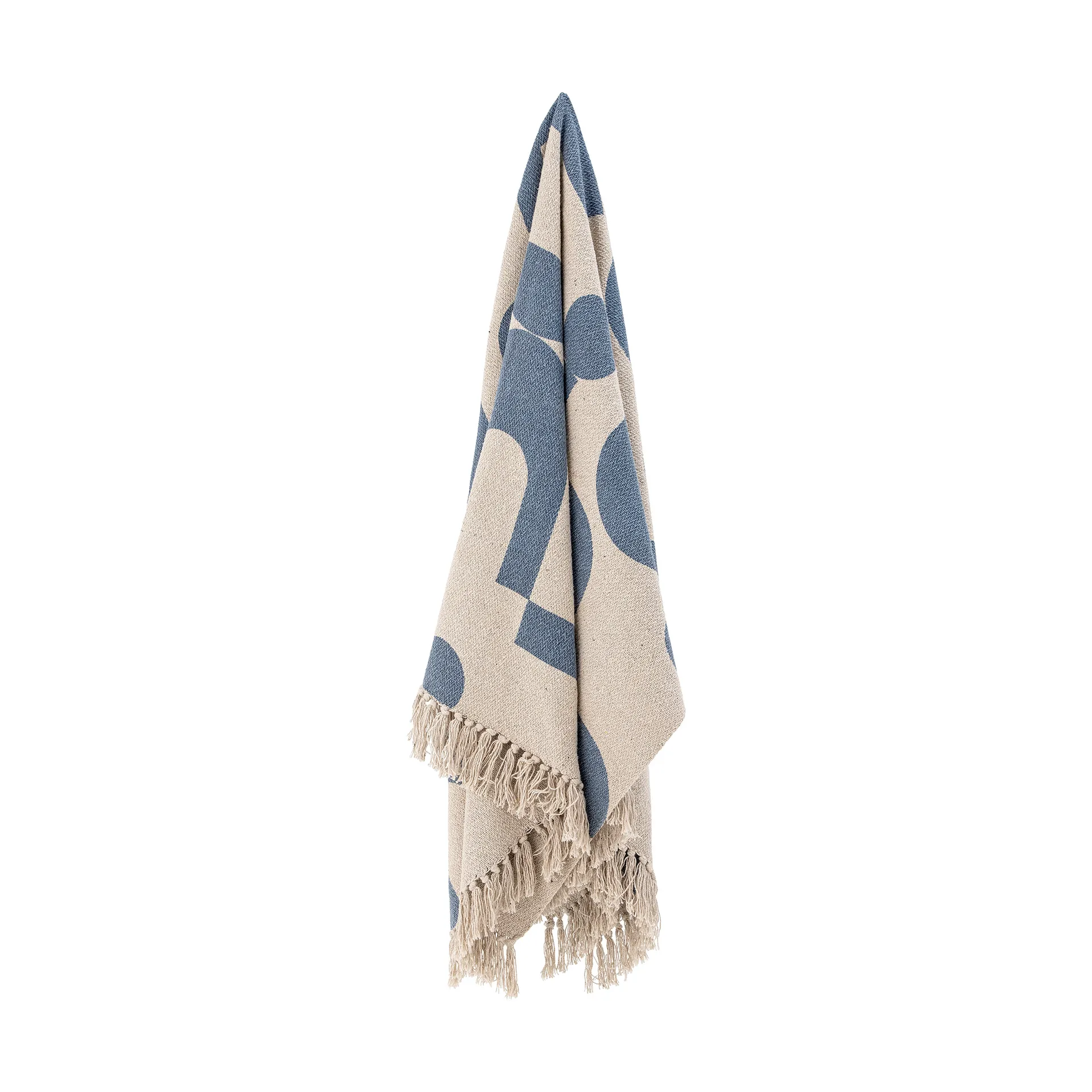 Plaid in cotone Agno 130x160 cm, Beige, blu Bloomingville