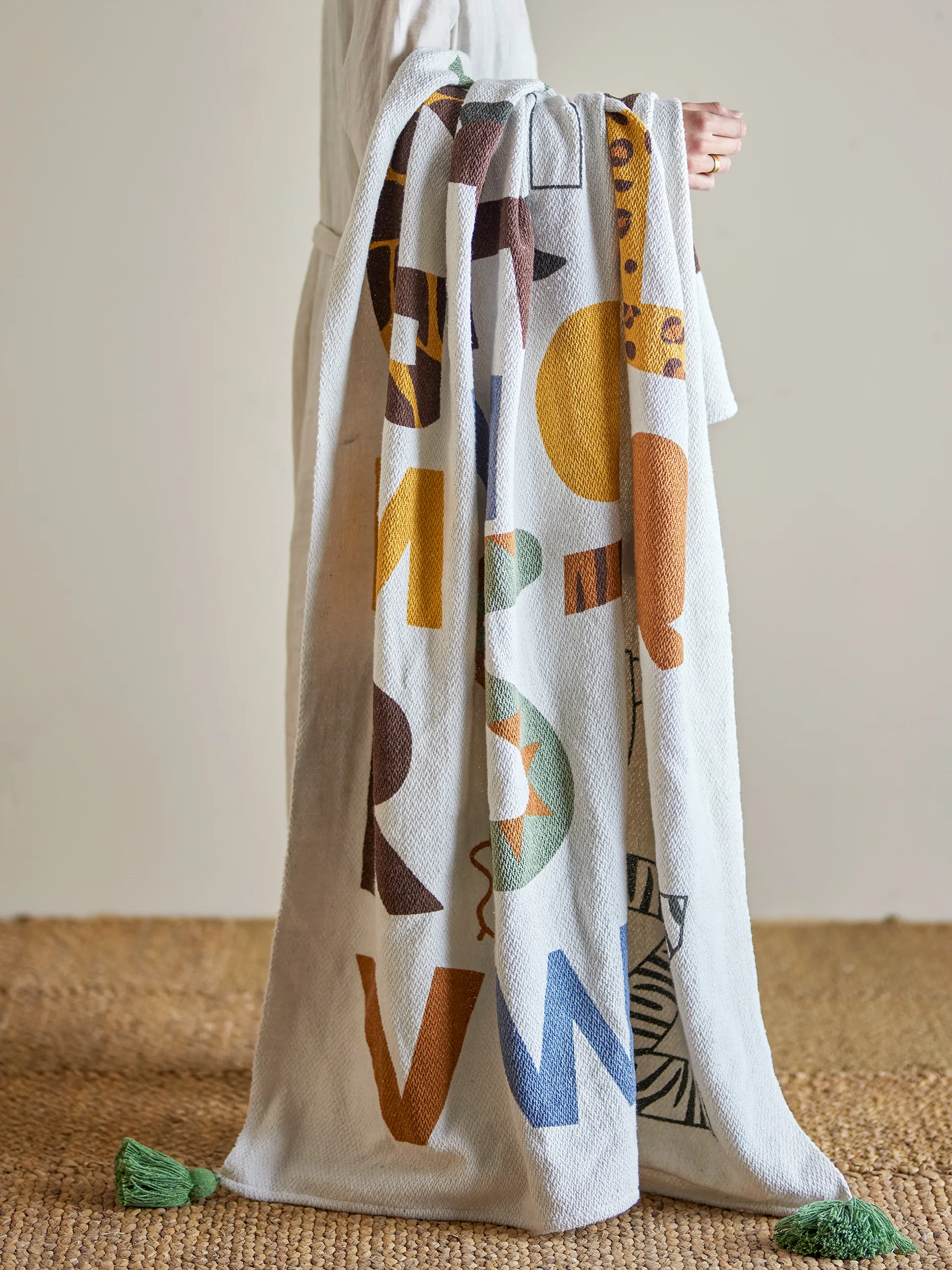 Plaid Memmo cotone 160x130 cm, Natur Bloomingville