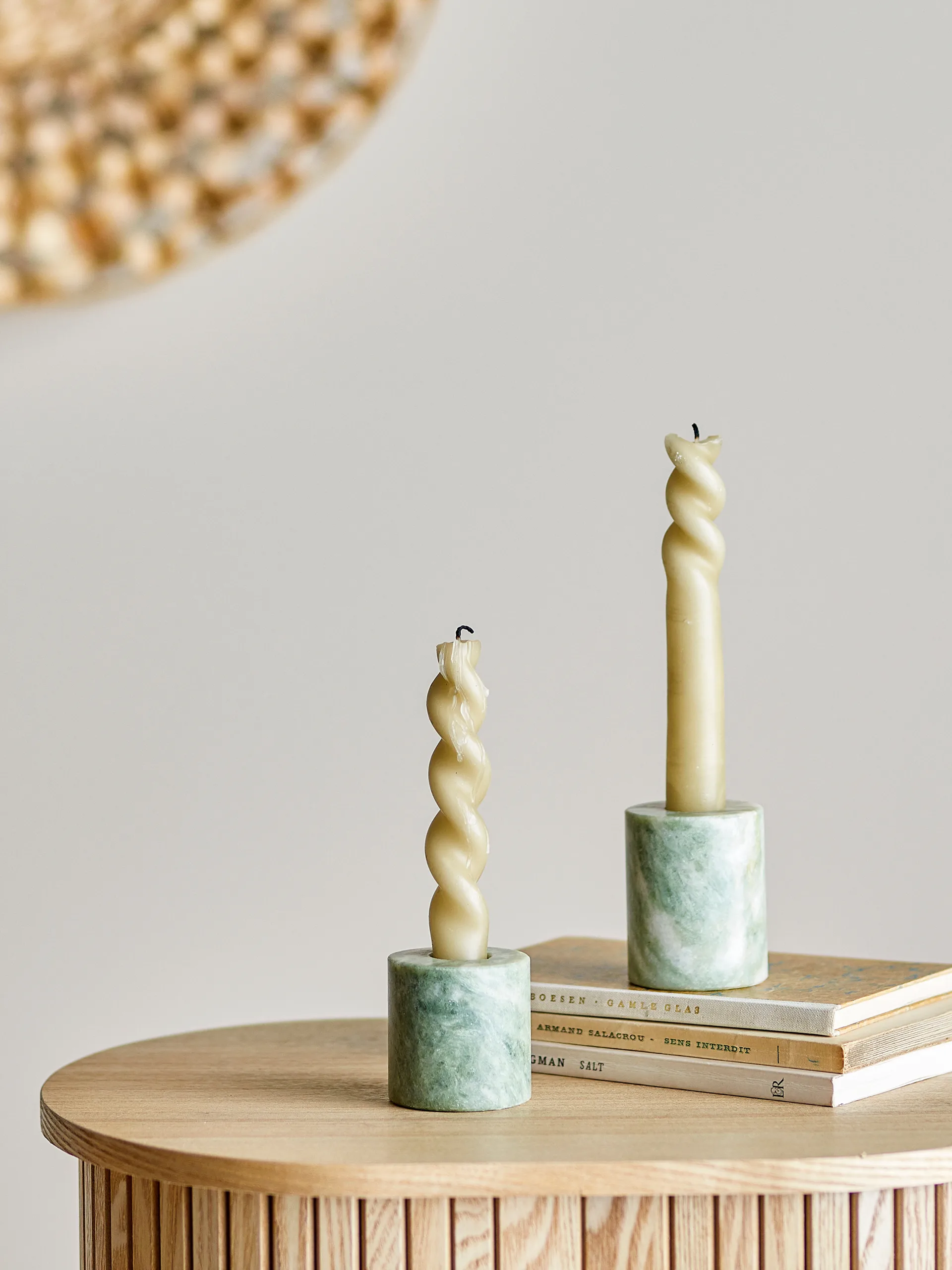 Portacandele Kokoro 2 pezzi, Marmo verde Bloomingville